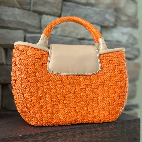 Cole Haan Straw Handbag with Leather Trim - Picture 3 of 6